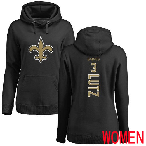 New Orleans Saints Black Women Wil Lutz Backer NFL Football 3 Pullover Hoodie Sweatshirts